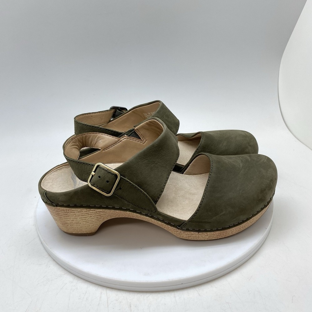 Dansko Lucia Clog Sandals Womens 39 EU 8.5-9 US Slingback Nubuck Green Platform